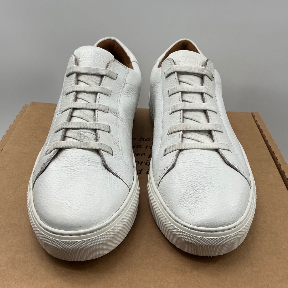 Allen Edmonds Courtside White Pebbled Leather Low Top Sneakers Mens 9.5 D 8313